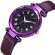 thumbnail image 2 of Reloj de pulsera con correa de malla de aleación de cuarzo y números romanos con esfera redonda de moda para mujer (púrpura), 2 of 8