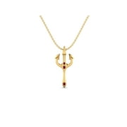 Ruby Trident of Poseidon Greek Mythology Necklace 925 Sterling Silver Gold Vermeil