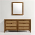 thumbnail image 4 of Dressers 6-Drawer with Mirror, Light Walnut, Natural Rattan | Solid Wood+MDF | Brown, 4 of 13
