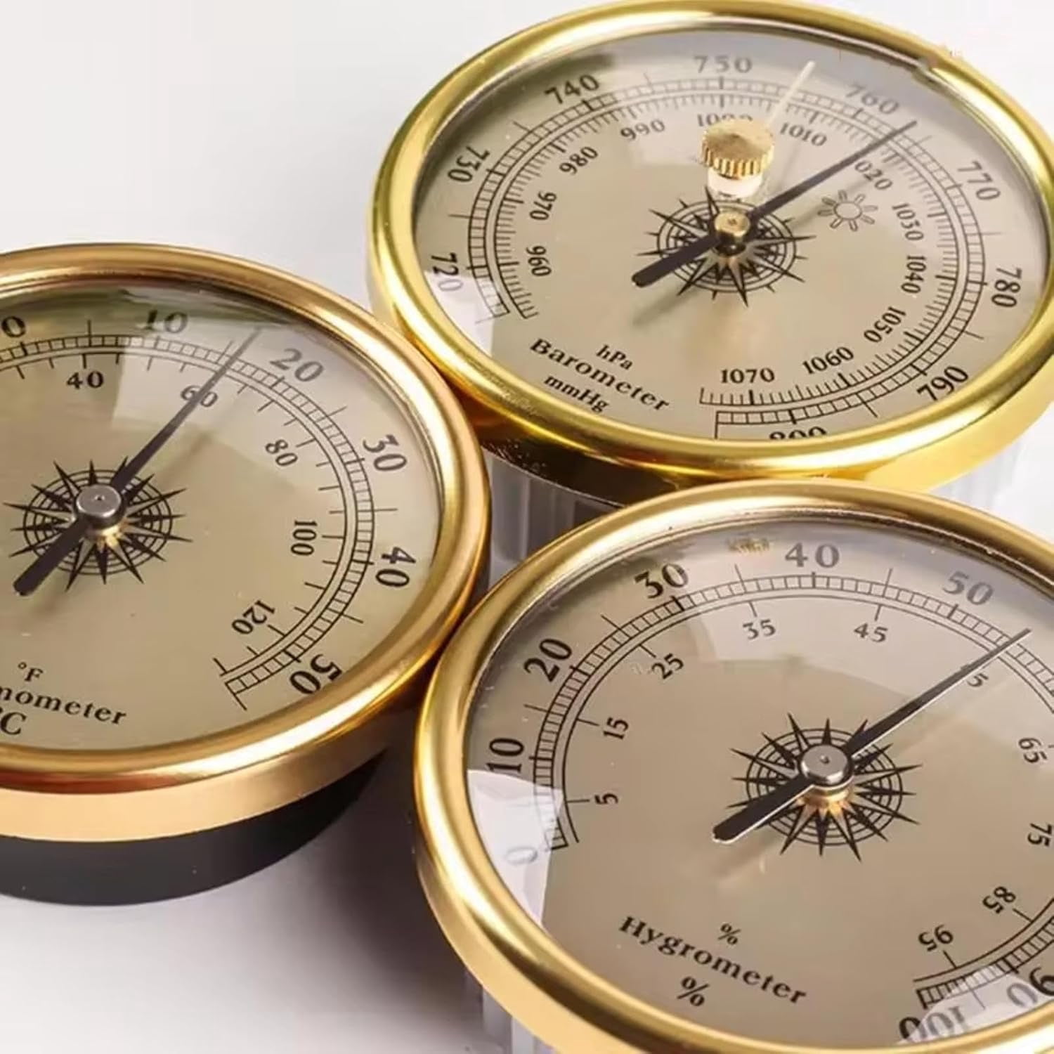 Barometer,Barometer Indoor,Barometer Thermometer Hygrometer,Barometers for The Home Wall,2.83 in Analog Weather Station,Dial Type Barometer,for Home Wall,Fishing Boat,Office,Terrace