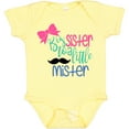 thumbnail image 3 of Inktastic Big Sister to a Little Mister Bow and Mustache Girls Baby Bodysuit, 3 of 5