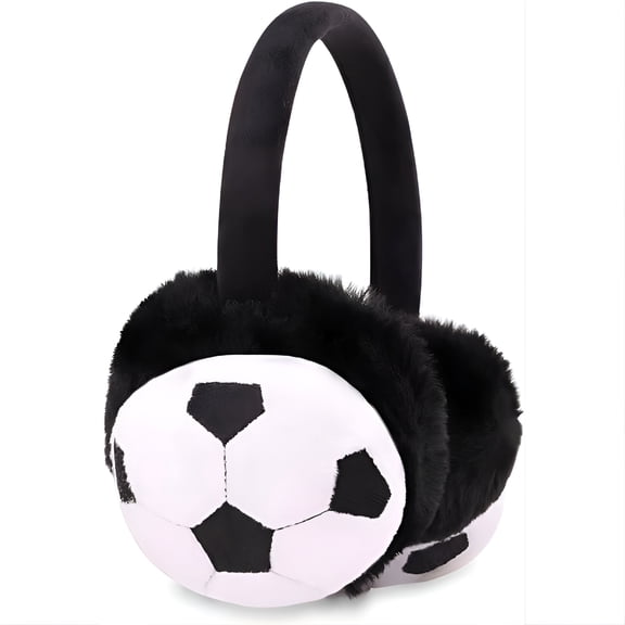 TELOLY 2026 New Boys Girls Cute Cartoon Football Winter Warm Earmuffs Soft Earmuffs Children Outdoor Warm Earmuffs