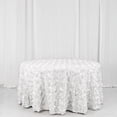 thumbnail image 3 of BalsaCircle Round 120" Satin Raised Tablecloth Rosette Floral Dinner Kitchen White, 3 of 8