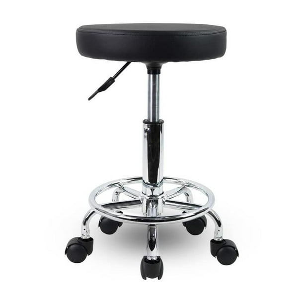 Silla Taburete VANLIG Negro Altura Ajustable Asiento Rotativo 360° para Consultorio, SPA y Tatuajes
