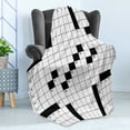 thumbnail image 4 of Word Search Puzzle Soft Flannel Fleece Throw Blanket, Blank Newspaper Style Crossword Theme Numbers in Word Grid, Cozy Plush for Indoor and Outdoor Use, 50" x 70", Black and White, by Ambesonne, 4 of 5