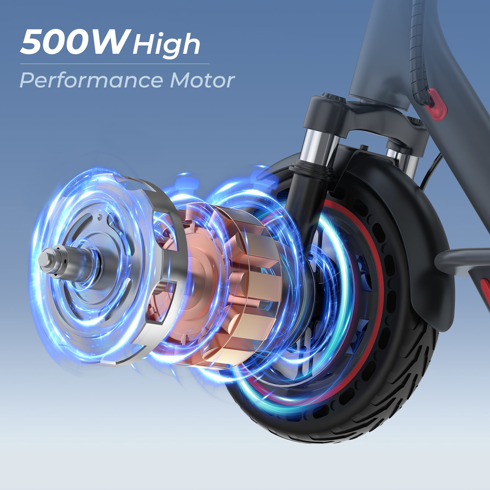 AOVOPRO TMAX 500W 10' Foldable Electric Scooter, 21 mph Top Speed with Dual Braking System and Shock Absorption UL2272