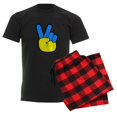 thumbnail image 6 of CafePress - Ukrainian Flag Peace Sign Ukraine Native H Pajamas - Men's Dark Loose Fit Cotton Pajama Set, 6 of 7