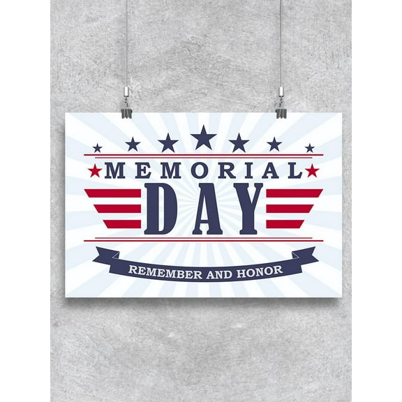 Memorial Day Stars And Ribbon Poster -Image by Shutterstock