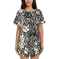 thumbnail image 1 of Fotbe Abstract Cat Faces Pattern Conjunto de Pijama Estampado para Mujer, 2 Piezas, Ropa de Dormir con Camiseta de Manga Corta y Shorts Suaves-3X-Large, 1 of 6