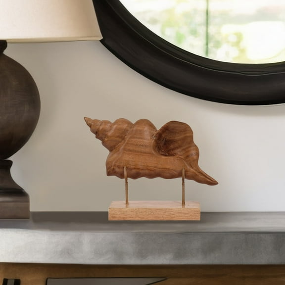 Decozen Home Decor Handmade Wooden Sculpture in Shell Design Acacia Wood, Perfect for Mothers Day Gift