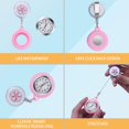 thumbnail image 4 of Reloj de enfermera retráctil, reloj de enfermera colgante con clip, relojes de solapa luminosos con lindo patrón de flores y silicona oso de fresa Hogar, 4 of 5