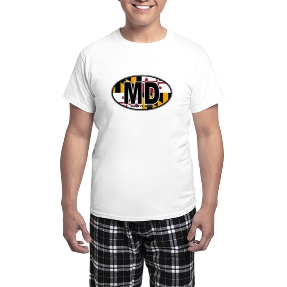 CafePress - Maryland Oval Md Flag Pajamas - Men's Light Loose Fit Cotton Pajama Set