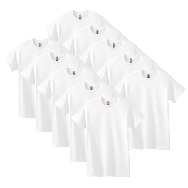 Camiseta Gildan Heavy Cotton G5000 para hombre, paquete de 10 unidades, color blanco M