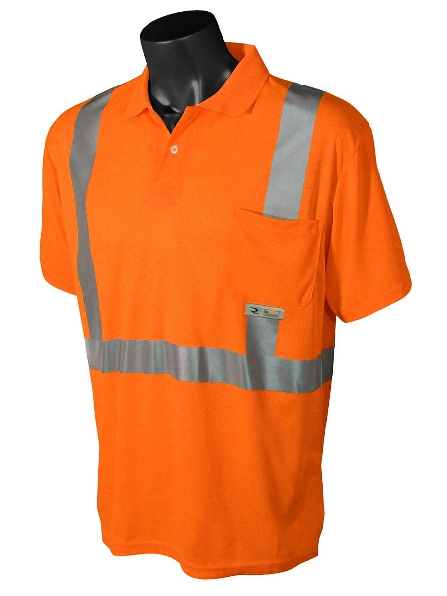 Orange Radians Class 2 Short Sleeve Safety Polo Shirt with Pocket 
