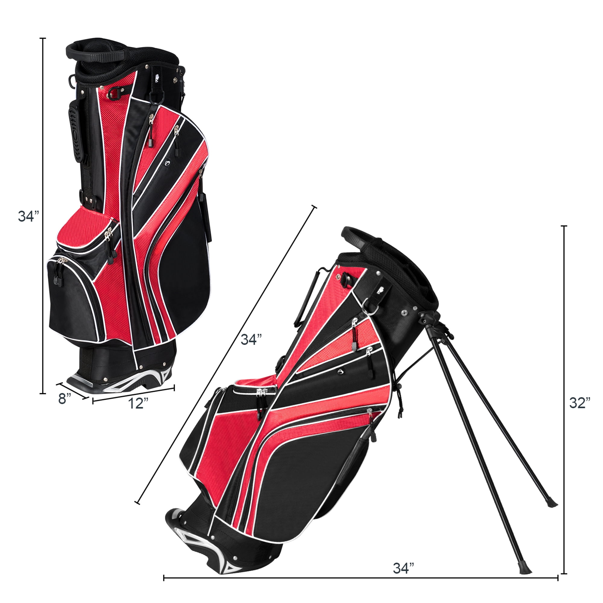 Gymax Golf Carry Bag Golf Stand Bag 6 Way Divider w/ Straps & 7 Storage Pockets Red