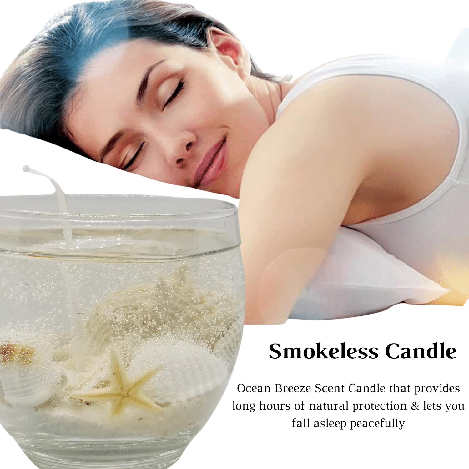 Scented Gel Wax Candle Shelly Beach 7.7 ounce | Handmade & Eco-Friendly  White Decorative Glass Relaxing Calming & Stress Reliever Candles for Home