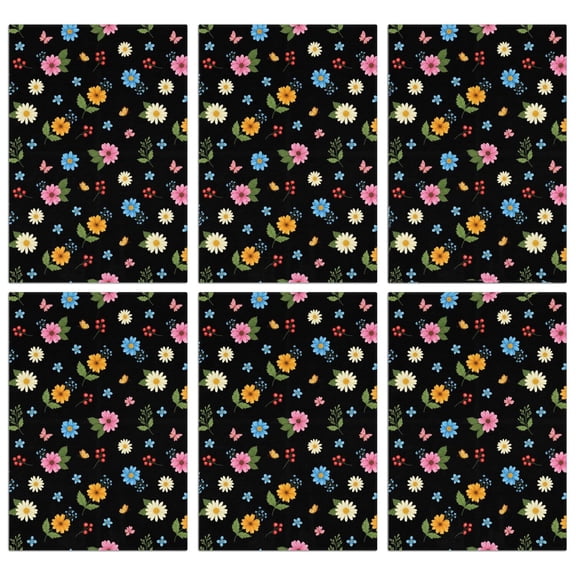 2 Pcs Pioneer Flower Floral Print Pattern Kitchen Towels, Funny Microfiber Dish Towel Set, 18" X 26" Tea Towels