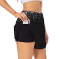thumbnail image 2 of Disketp Silver Glitter1 Print Women's Shorts Workout Shorts for Athletic Gym Running Shorts with Phone Pockets, 2 of 8
