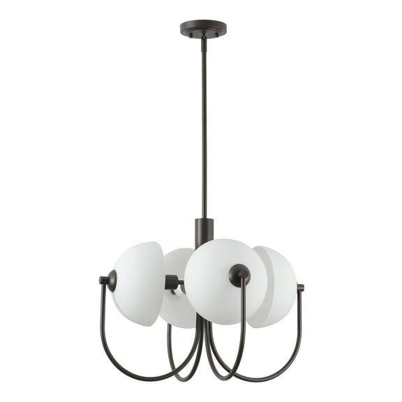 SAFAVIEH Dreya Mid-Century 4-Light LED Oil Rubbed Bronze Pendant Light with Bowl Glass Shade