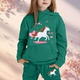 thumbnail image 2 of Byoo Toddler Girls Hoodie Sweatsuit Sets Cartoon Horse Print Hooded Sweatshirt Drawstring Joggers Outfits Cozy Tracksuit Sets, 2 of 4