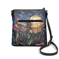 thumbnail image 2 of LedBack Dragonfly Floral Print Crossbody Bags for Women Leather Hobo Purses Shoulder Handbags with Adjustable Shoulder Strap for Shopping Work Party, Blue, 2 of 7