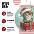 thumbnail image 3 of Cute Kitten Wearing A Santa Hat Is Peeking Out From Gift Box - Christmas Ornament Xmas Keepsake Ceramic Ornaments Holiday Decorations for Tree Christmas Gift Ideas 2.95in, 3 of 6