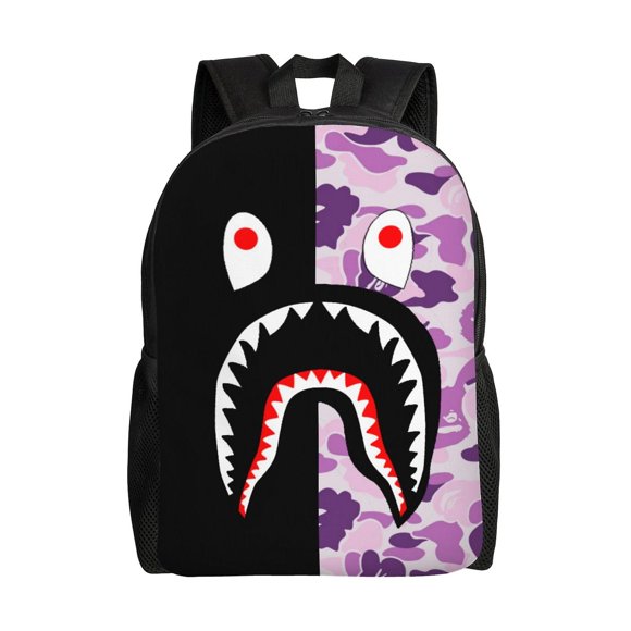 Bape Shark Camo Kids Backpacks School Bag Bookbag Casual Daypack Backpacks For Travel Hiking