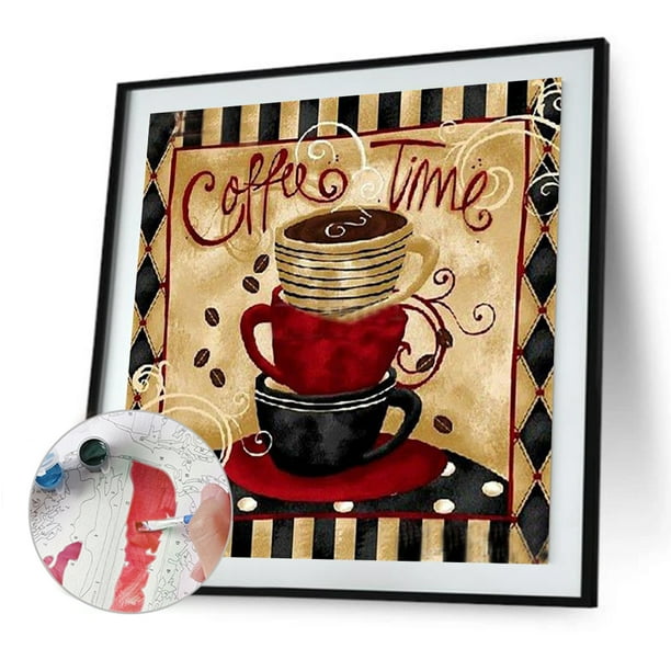Pintura al óleo sin marco por números, imagen de café Retro DIY, decoración para sala de estar artesanal Likrtyny decoración de arte