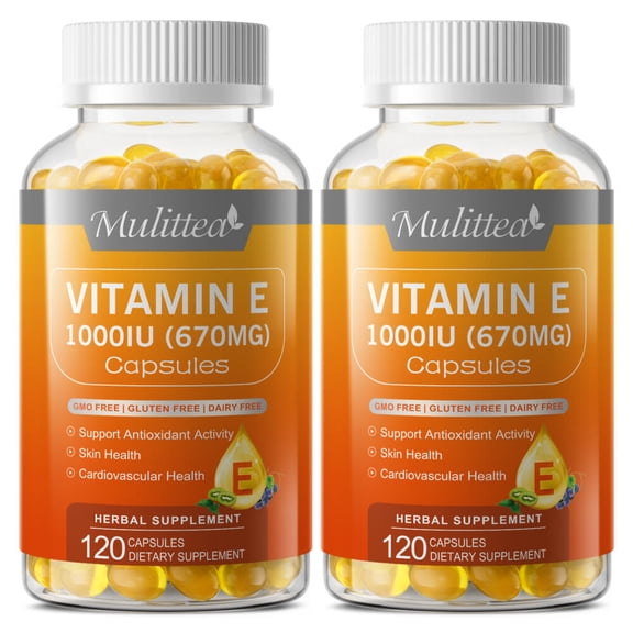 Mulittea Vitamin E 670 mg (1000 IU), 240 Capsules, Antioxidant, Skin & Immune System Support