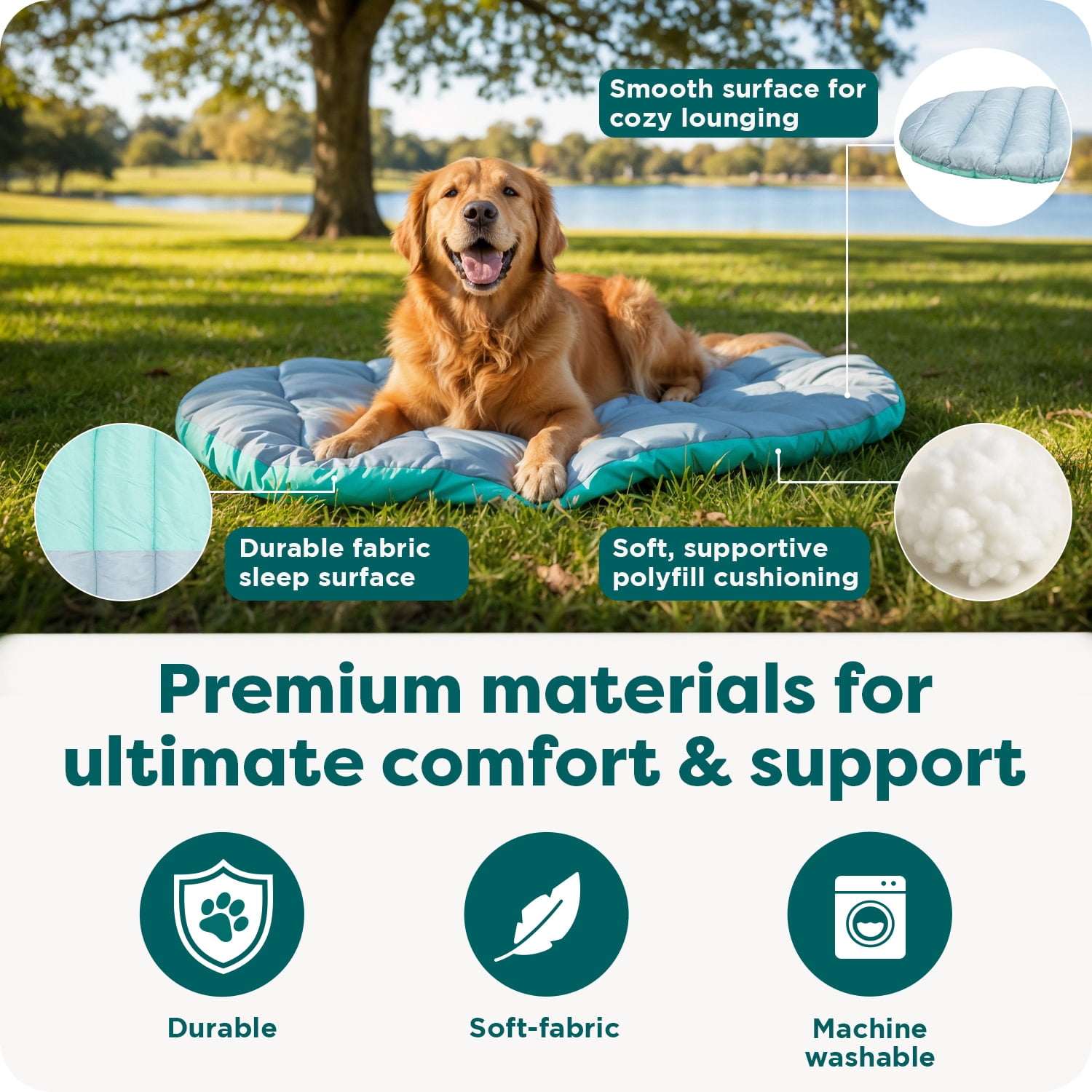 FH Trail Pup Travel Pillow Mat-LG - Aqua/Granite Gray