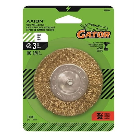 Gator 2033993 3 in. Fine Crimped Wire Wheel Brush, Brass Coated Steel - 4500 RPM