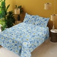 thumbnail image 2 of Ambesonne Floral Fitted & Flat Sheet with Shams 4 Pcs Set, Forget Me Not Flowers Plot, King, Pale Azure Blue Yellow, 2 of 5