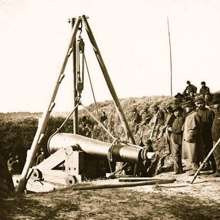 Savannah, Ga., vicinity. Army engineers removing 8-inch Columbiad gun from Fort McAllister Print Wall