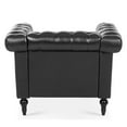 thumbnail image 5 of Retro Accent Sofa Chair, Classic PU leather One-seat Sofa Armchair with Nailhead Trim, Sofa Couch with 4 Wood Legs for Bedroom, Living Room, Black, 5 of 9