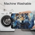 thumbnail image 6 of Wolf Indian Dream Starry 3-Piece Bathroom Rug Set Non-Slip Flannel Bath Mat 24"x16" U-Shaped Contour Mat Toilet Lid Cover, 6 of 7