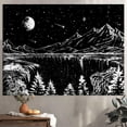 thumbnail image 3 of Gojian Black and White Tapestry Starry Night Mountain Tapestries for Bedroom Aesthetic Moon and Stars Tapastry's Wall Hanging Dark Nature Forest Wall Tapestry for Living Room Dorm, 3 of 6