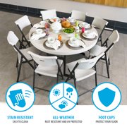 Lifetime 60 Inch Round Folding Table, Indoor/Outdoor, Almond, Professional Grade