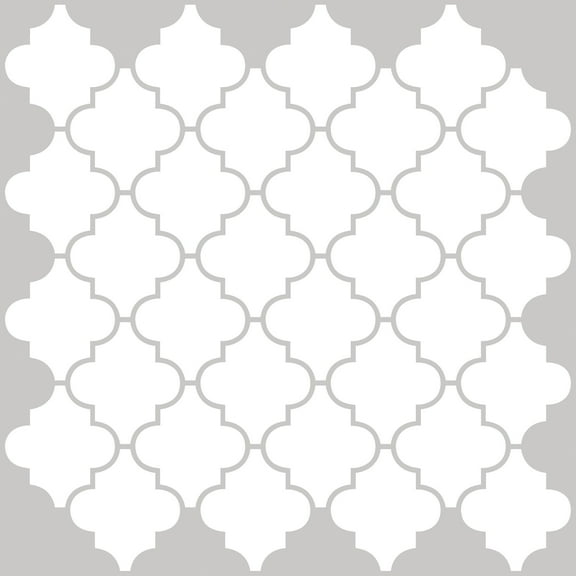InHome Quatrefoil 10 in. x 10 in. Peel & Stick Resin Backsplash Tiles in White and Gray (4 Pack)
