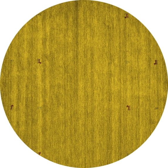 Ahgly Company Indoor Round Abstract Yellow Contemporary Area Rugs, 5' Round