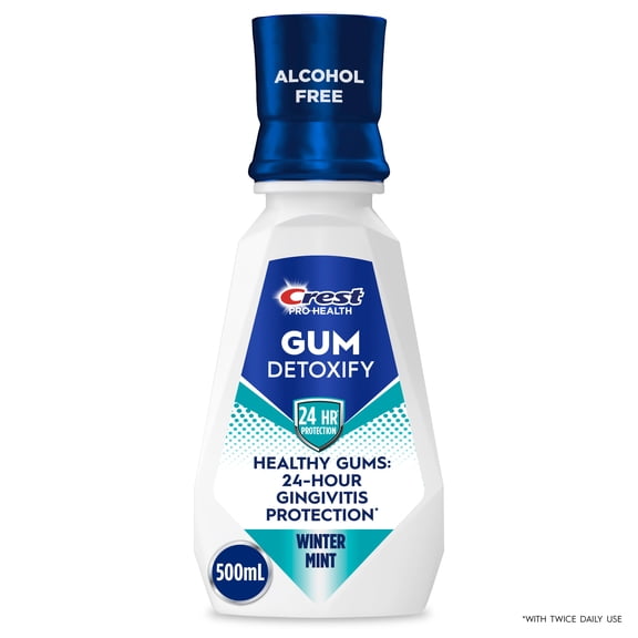 Crest Mouthwash, Pro-Health Gum Detoxify Mouthwash/Mouth Rinse, Antigingivitis & Antiplaque, Alcohol Free, Winter Mint, 500mL (16.9 fl oz)