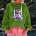thumbnail image 3 of Women's Christmas Print Loose Casual Long Sleeve Hooded Sweatshirt, Festive Fall Winter Wear with Comfortable Fit and Holiday Design for Seasonal Activities,Green,XL, 3 of 7