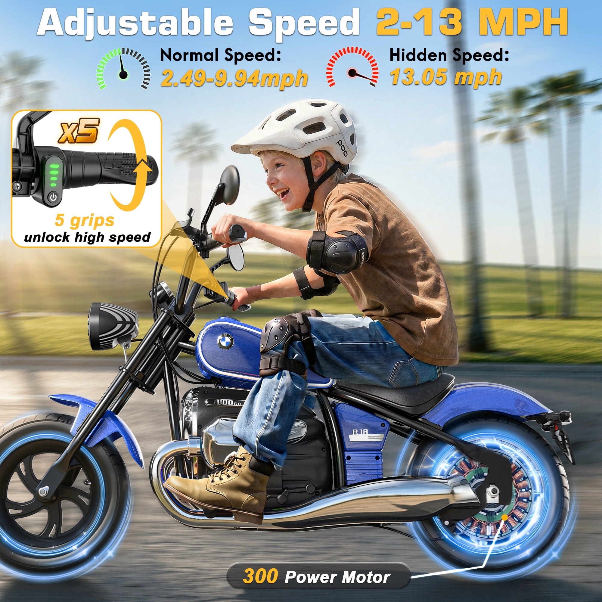East doll BMW licensed Electric Motorcycle for Kids, 24V Ride on Toy for Big Kids 6-12, 300W Power Motor, Up to 13.05MPH & 12 Miles Range, Lights & Music, Electric Car for Kids, Black