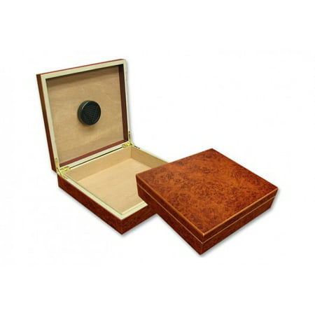 Chateau Desktop Cigar Humidor - Burl Finish - Capacity: (Best Way To Store Cigars Without Humidor)