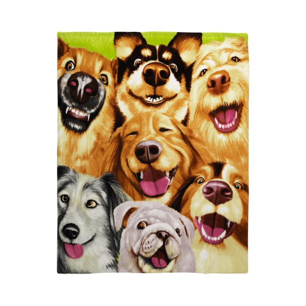 Dawhud Direct Dogs Selfie Super Soft Plush Fleece Throw Blanket