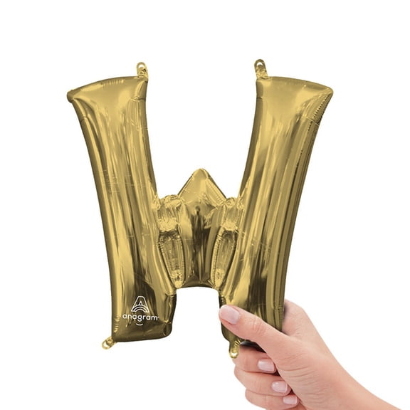16 inch Letter W - Anagram - White Gold (Air-Fill Only) Foil Mylar Balloon - Party Supplies Decorations