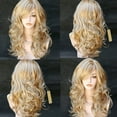 thumbnail image 6 of Wigs Human Hair,Women's Heat Hair Blonde Long Curly Full Wig, Women's Heat Hair Blonde Long Curly Full Wig, Multicolor Medium-Length Curly Hair Synthetic Wig Brown, Human Hair Wig, 1x Wig（21.65"）, 6 of 8