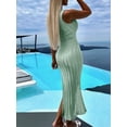 thumbnail image 2 of Women's Knit Bodycon Long Dress Sleeveless Cross Front Party Dress, 2 of 5