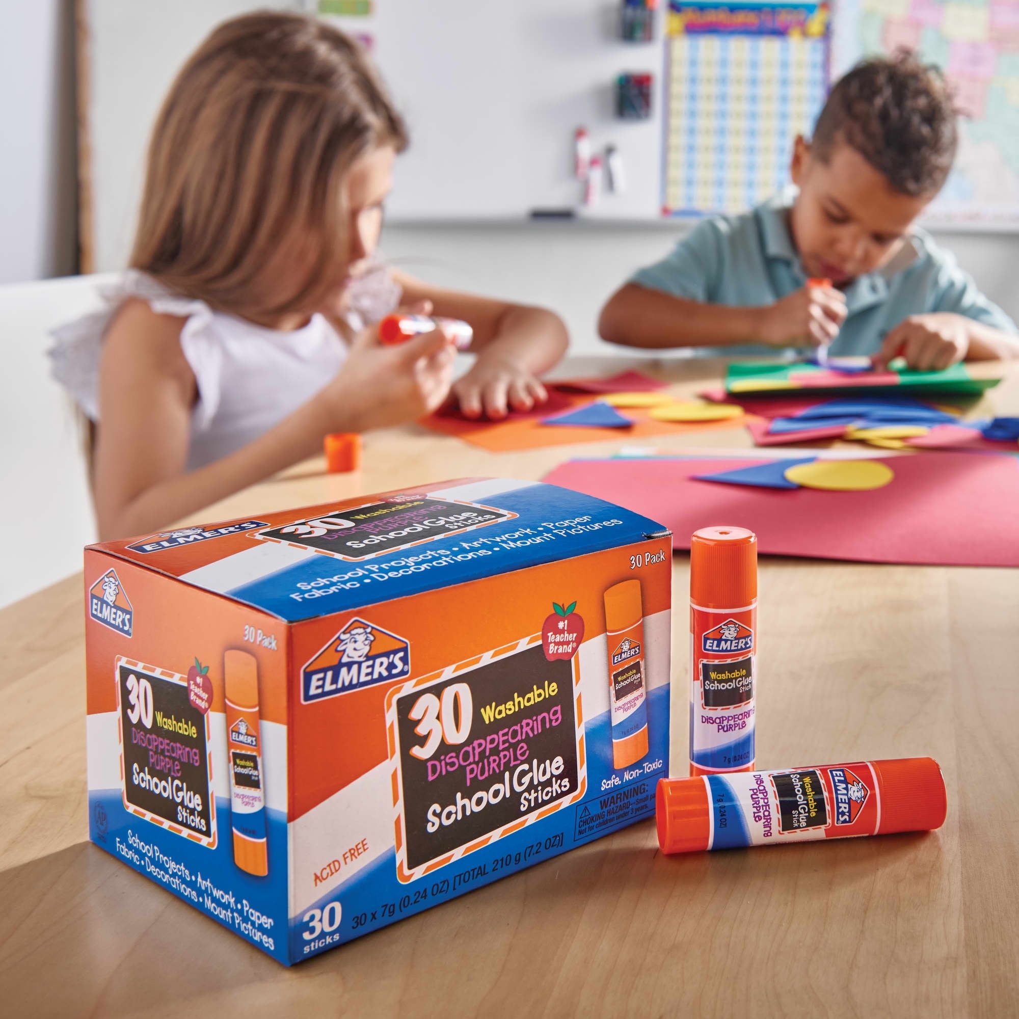 Elmer's Disappearing Purple School Glue Sticks, Washable, 7 Gram, 30 Count