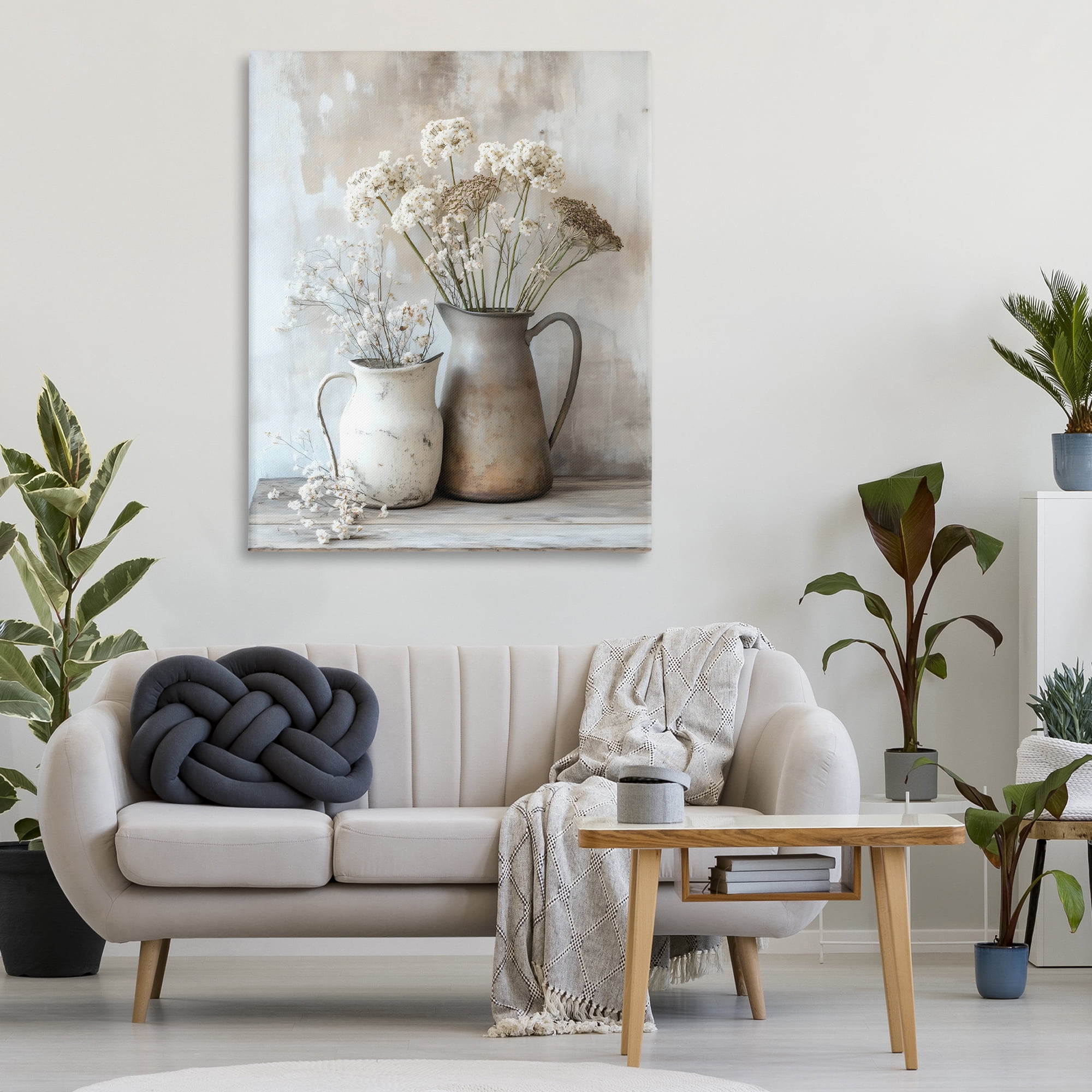 Stupell Industries Rustic Flower Arrangement in Pitchers Canvas Wall Art, design by Creative Studio