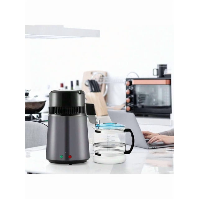 Water Distiller, 4L 1.05 Gallon Pure Water Purifier Filter For Home Countertop, 750W Distilled Water Maker, Stainless Steel Interior Distiller Water Making Machine To Make Clean Water, Black